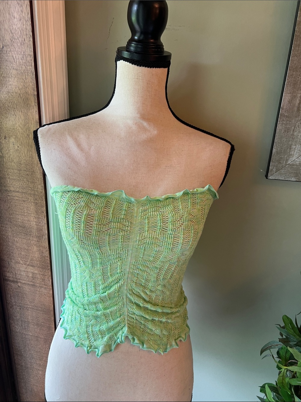 Urban Outfitters Mint Green Textured Strapless Tube Top